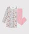 Chemise de nuit et legging enfant en tubique &agrave; fleurs rose/multicouleur