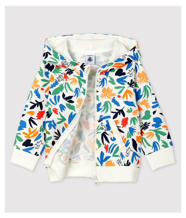 Cardigan en molleton b&eacute;b&eacute;. blanc/multicouleur