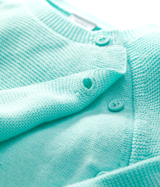 Cardigan bleu bébé en tricot de coton biologique bleu VERGLAS