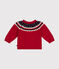 Pull en tricot contenant de la laine bébé rouge STOP/ MULTICO