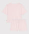 Pyjama short femme en coton manches courtes rose clair
