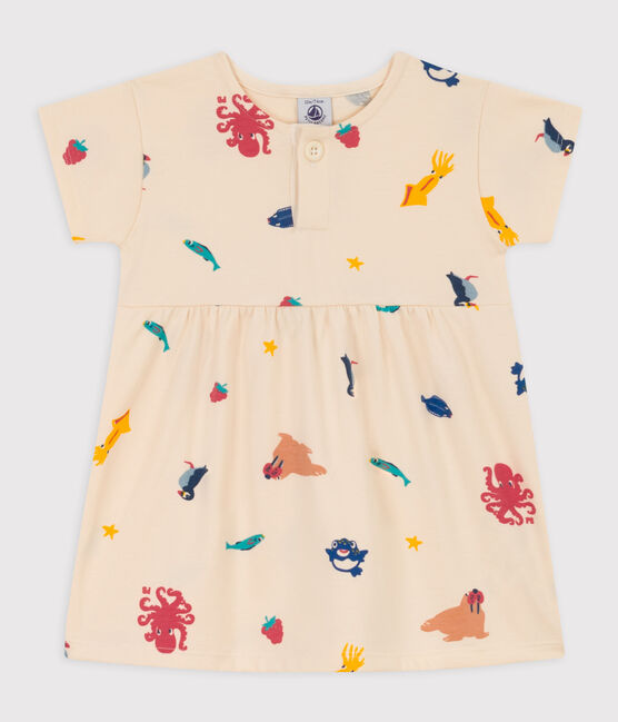 Robe manches courtes bébé en jersey imprimé blanc AVALANCHE/ MULTICO