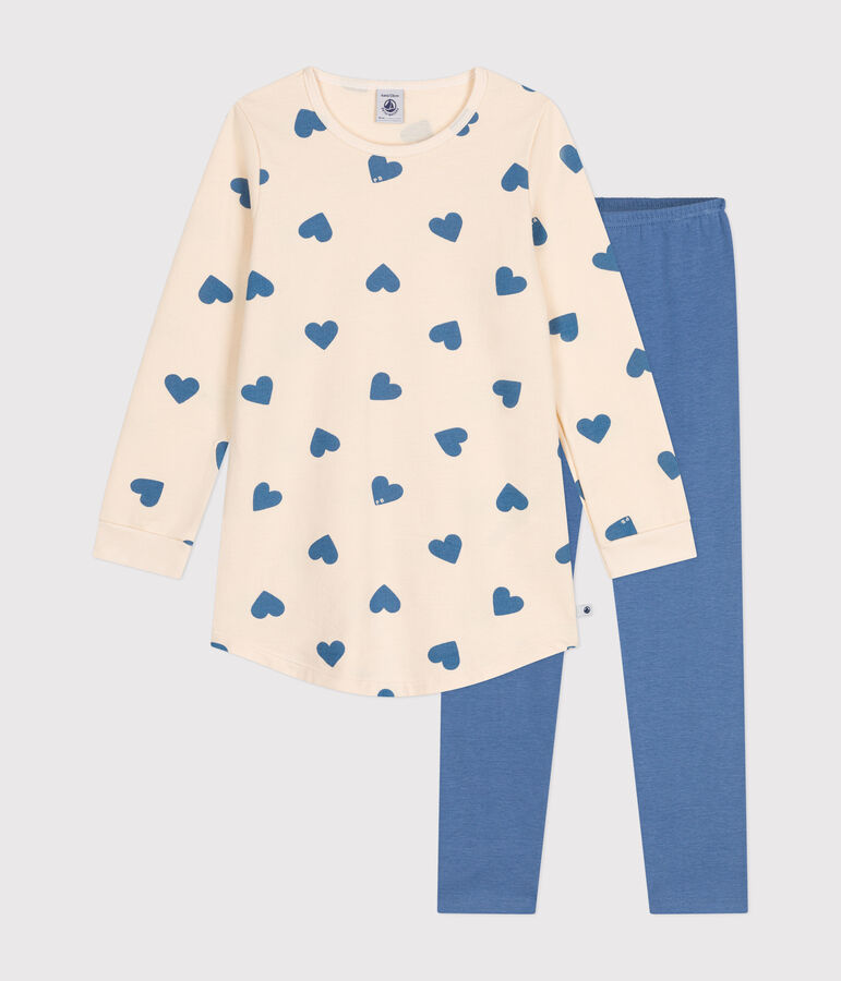 Chemise de nuit en molleton gratt&eacute; imprim&eacute; c&oelig;urs enfant bleu BEACH/ AVALANCHE