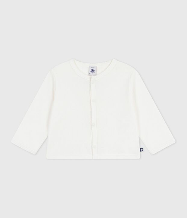 Cardigan b&eacute;b&eacute; en coton uni blanc