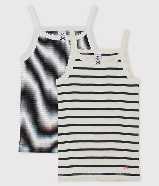 Lot de 2 chemises à bretelles rayées petite fille en coton biologique variante 1