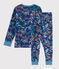 Pyjama imprimé jungle petit garçon en tubique bleu MEDIEVAL/blanc MULTICO