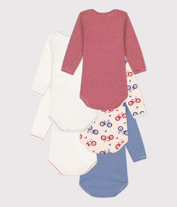 Lot de 5 bodies manches longues v&eacute;lo b&eacute;b&eacute; en coton multicouleur