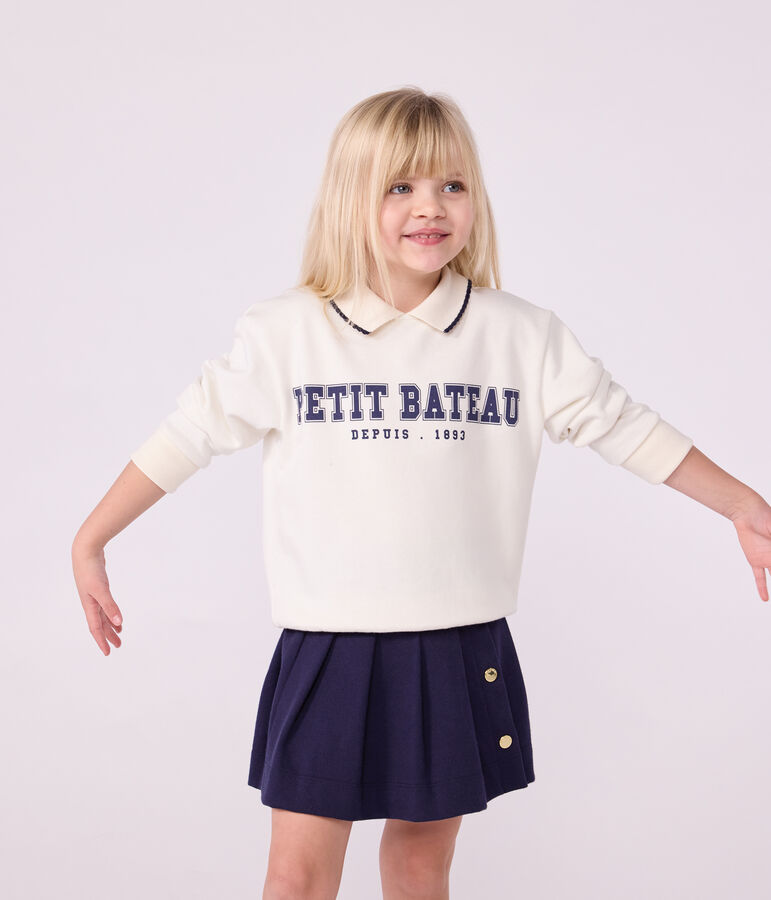 Sweatshirt enfant en coton imprim&eacute; &eacute;cru MILK
