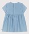 Robe bébé en coton manches courtes en chambray, brodée de cœurs bleu BLEU CLAIR
