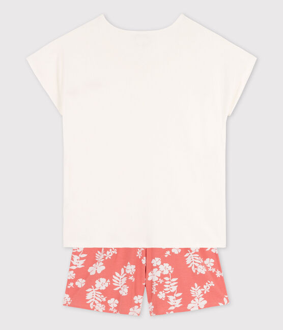 Pyjacourt fille en coton blanc MARSHMALLOW/ PAPAYE