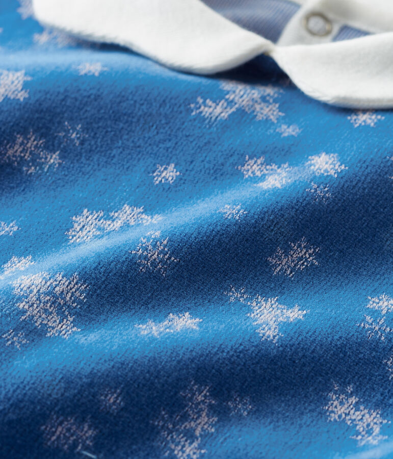 Dors bien b&eacute;b&eacute; fille en velours bleu/blanc