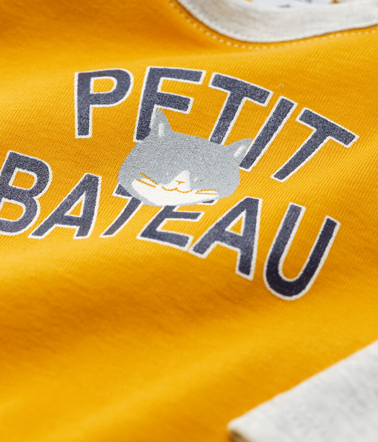 Tee-shirt en coton b&eacute;b&eacute; jaune/gris
