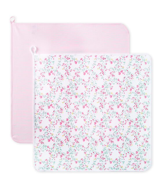 Lot de 2 langes bébé rayé et imprimé blanc LOT