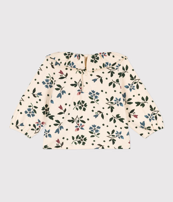 Blouse manches longues bébé imprimée en gaze de coton blanc AVALANCHE/ MULTICO