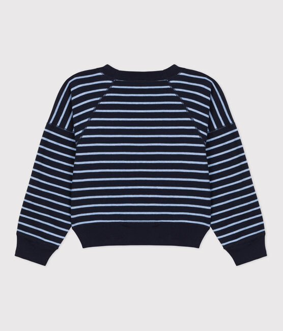 Sweatshirt en coton enfant fille / garçon bleu SMOKING/ SKY CHINE