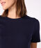 Tee-shirt l'Iconique manches courtes en côte unie femme bleu SMOKING