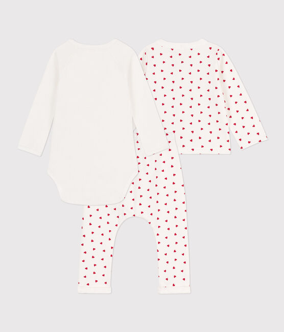 Ensemble imprimé en coton bébé blanc MARSHMALLOW/rouge PEPS
