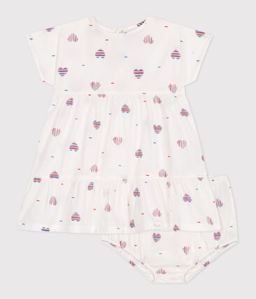 Robe bébé en coton manches courtes et bloomer, imprimés cœurs