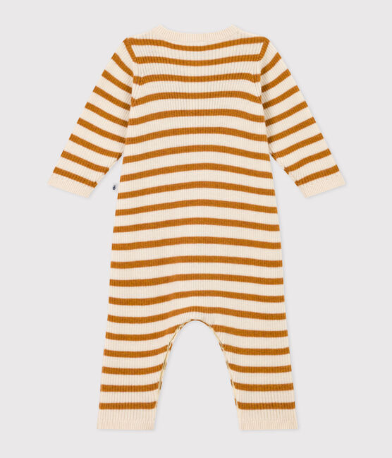 Combinaison rayée en tricot bébé blanc AVALANCHE/ ECUREUIL