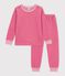 Pyjama enfant en velours c&ocirc;tel&eacute; uni rose