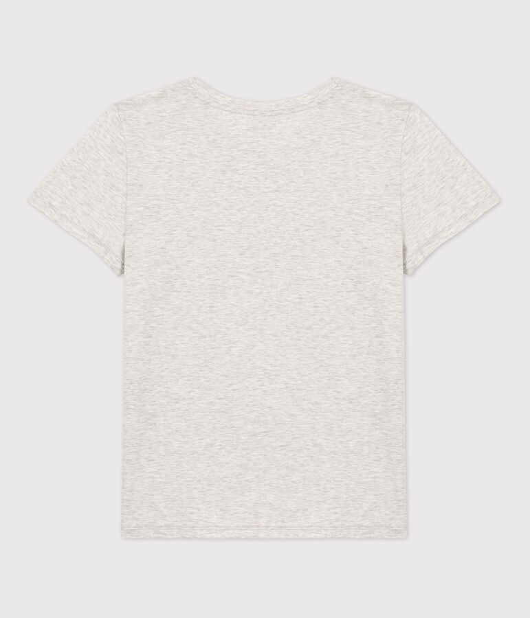 Tee-shirt LE DROIT col rond en coton bio Femme gris BELUGA CHINE