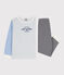 Pyjama milleraies tricolore en coton enfant bleu SMOKING/blanc MULTICO