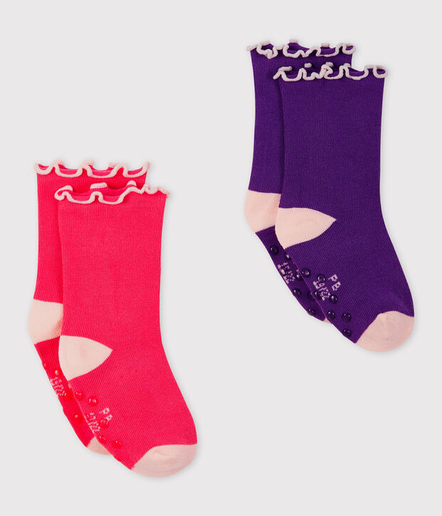 Lot de 2 paires de chaussettes b&eacute;b&eacute; fille multicouleur