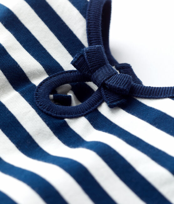 Robe manches courtes rayée en jersey bébé bleu MEDIEVAL/blanc MARSHMALLOW