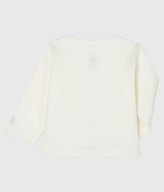 Cardigan bébé en côte 2x2 blanc MARSHMALLOW