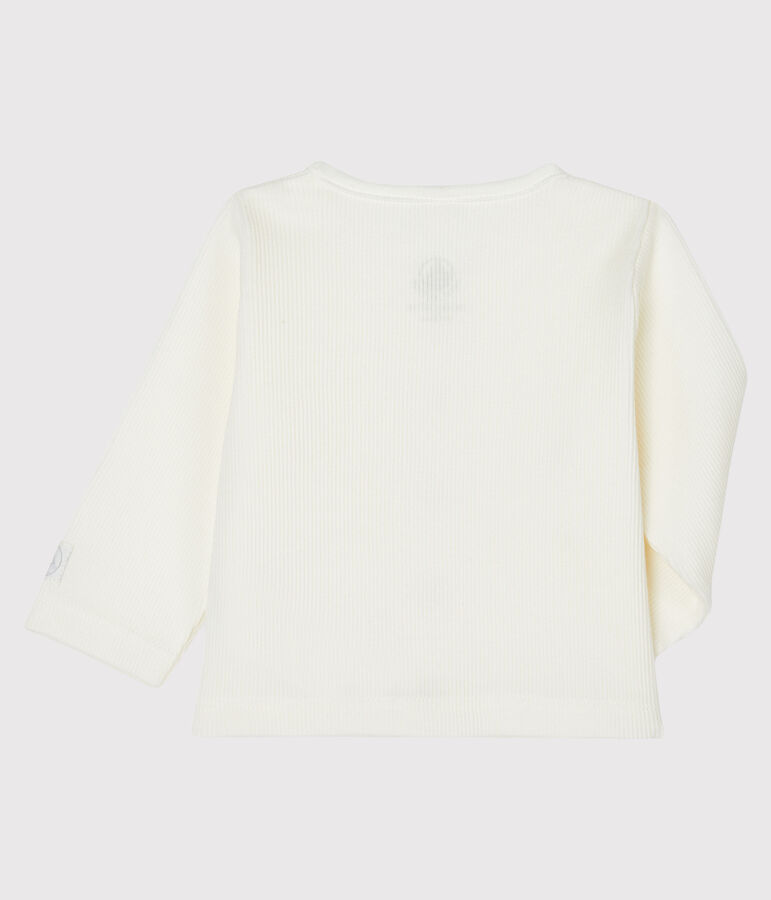 Cardigan b&eacute;b&eacute; en c&ocirc;te 2x2 blanc