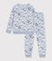 Pyjama enfant en velours imprim&eacute; bonhommes de neige bleu/multicouleur