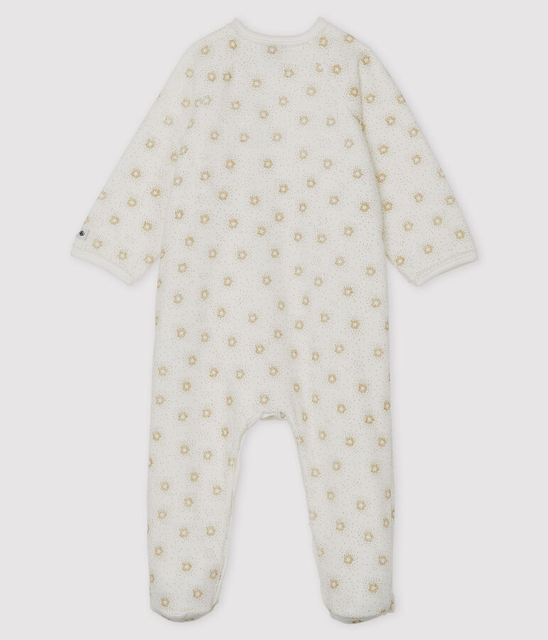 Dors bien b&eacute;b&eacute; fille en velours blanc/jaune