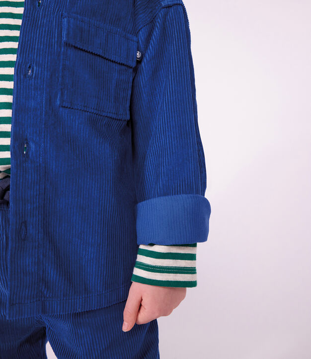 Chemise enfant en velours uni bleu