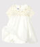 Robe body en coton lin bébé fille blanc MARSHMALLOW/jaune OR