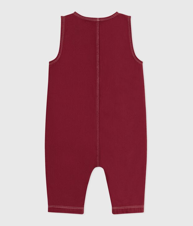 Combinaison longue b&eacute;b&eacute; en denim uni rouge