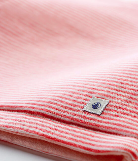 Gilet sans manches bébé en côte rose CHEEK/blanc MARSHMALLOW