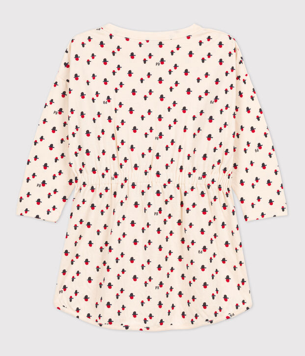 Robe manches longues &agrave; imprim&eacute; en tubique enfant fille &eacute;cru/multicouleur