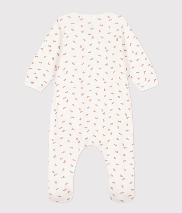 Bodyjama fleurs en tubique blanc/multicouleur