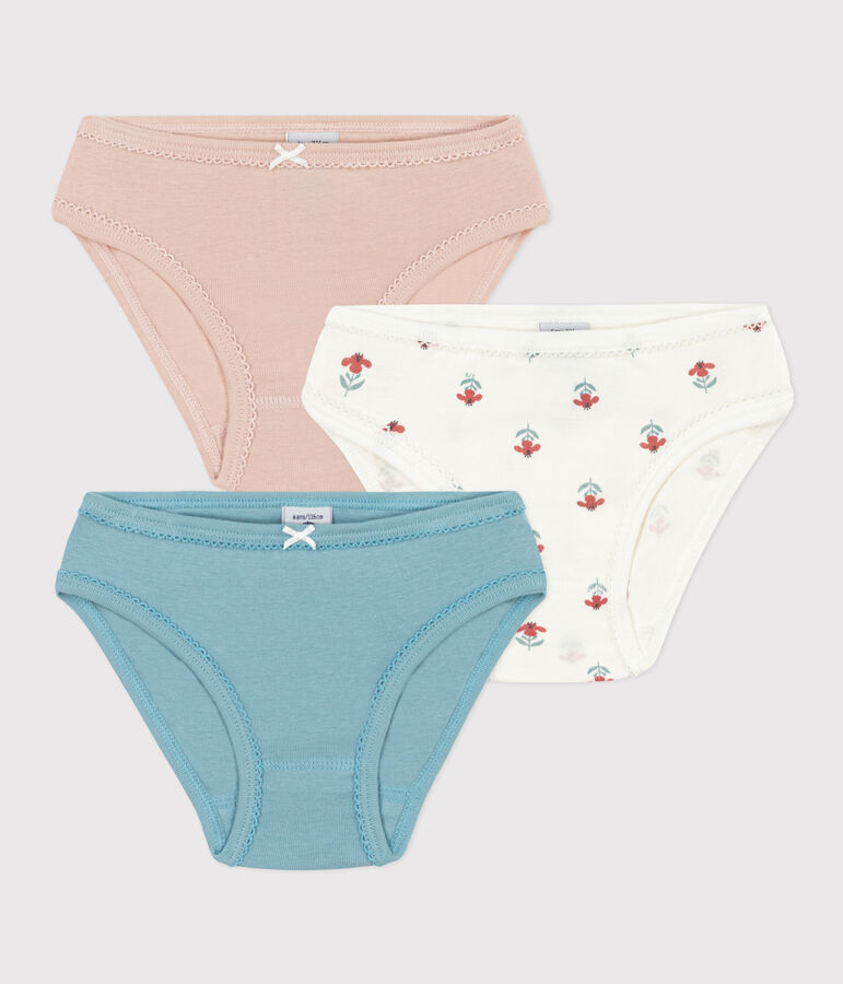 Lot de 3 culottes fleurs en coton petite fille multicouleur