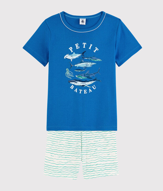 Pyjacourt animaux marins petit gar&ccedil;on en coton bleu/multicouleur