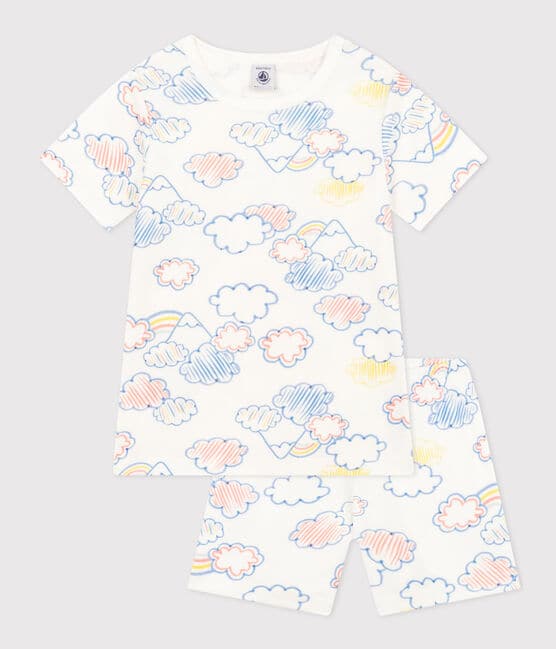 Pyjama short en coton imprimé arc-en-ciel enfant blanc MARSHMALLOW/blanc MULTICO