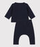 Ensemble 2 pièces bébé matelassé en coton bleu SMOKING