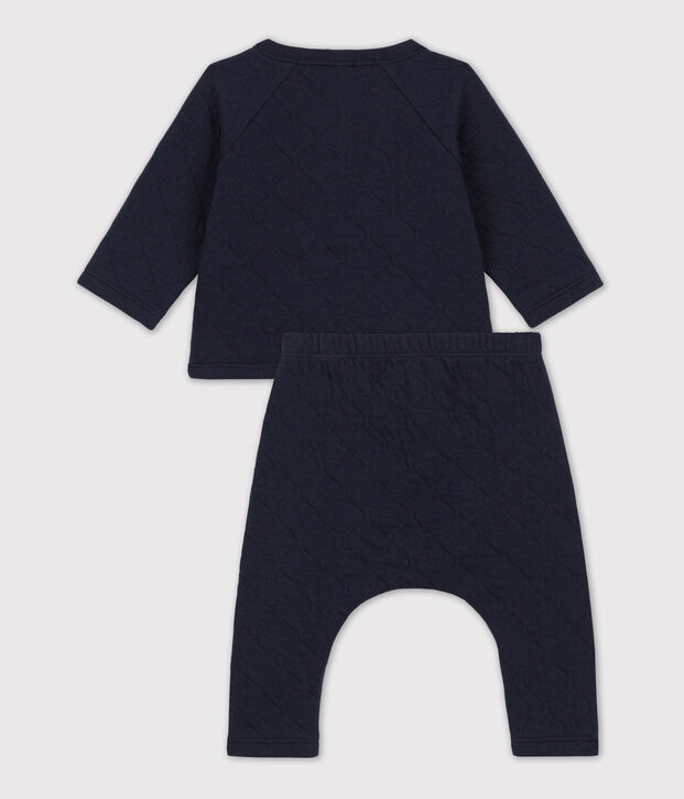 Ensemble 2 pi&egrave;ces b&eacute;b&eacute; matelass&eacute; en coton bleu marine