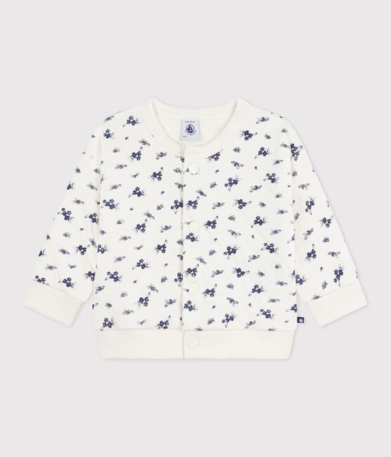 Cardigan bébé en coton, imprimé à fleurs bleu MILK/ SOIR