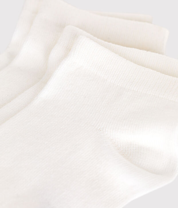 2 paires de chaussettes basses enfant en coton unies blanc