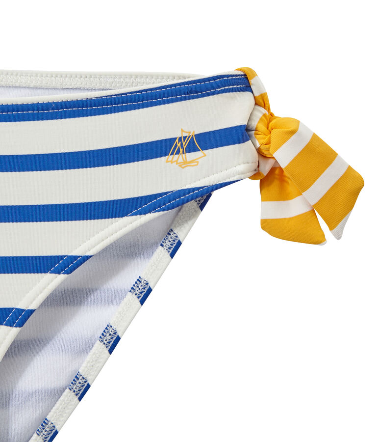 Maillot de bain fille 2 pi&egrave;ces blanc MARSHMALLOW/bleu PERSE