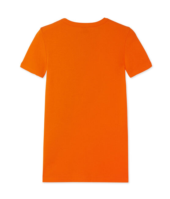 T-shirt femme en côte originale orange Feu
