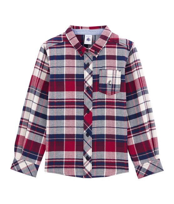 Chemise à carreaux garçon en twill bleu SMOKING/rouge TERKUIT/ OGRE