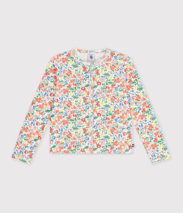 Cardigan enfant en coton à fleurs
