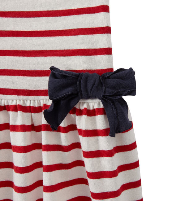 Robe fille rayée blanc MARSHMALLOW/rouge TERKUIT